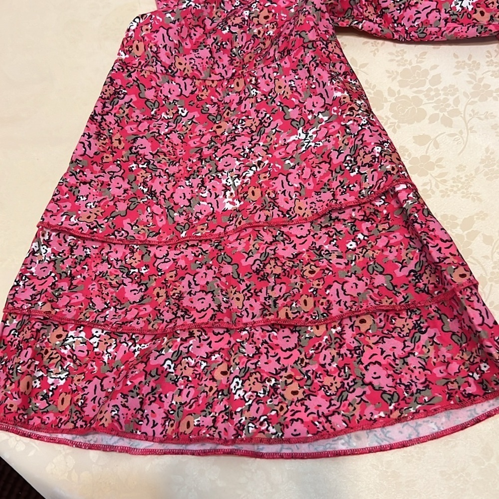 Nora Cora Women Pink Floral V Neck Three Quarter Sleeve Comfy Casual Size XL - Picture 5 of 8